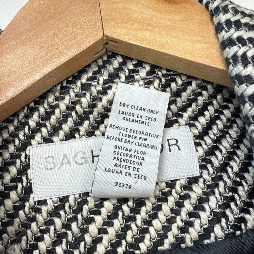 Vintage‎ Sag Harbor Jacket Size 16W Black White Textured Snap Button Pockets